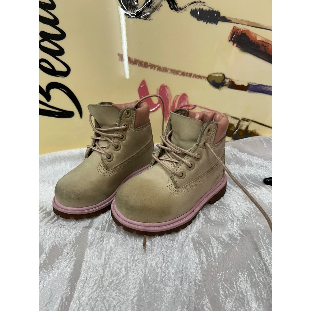 Timberland Toddler 6 Inch Premium Waterproof‎ Boots Tan Pink A0330 Size 5T